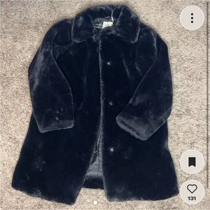 Black faux fur coat